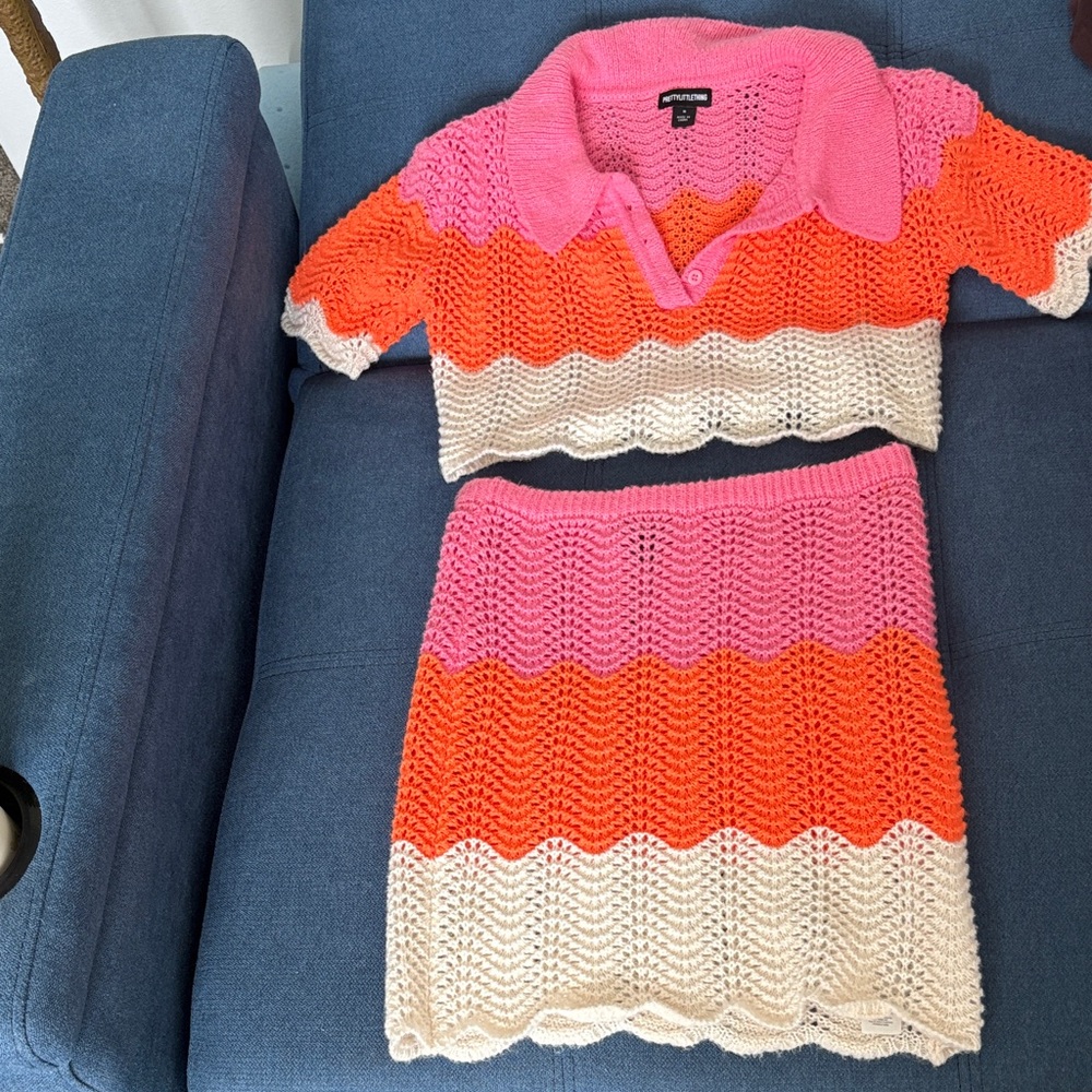 PLT Crochet Top and Skirt Set